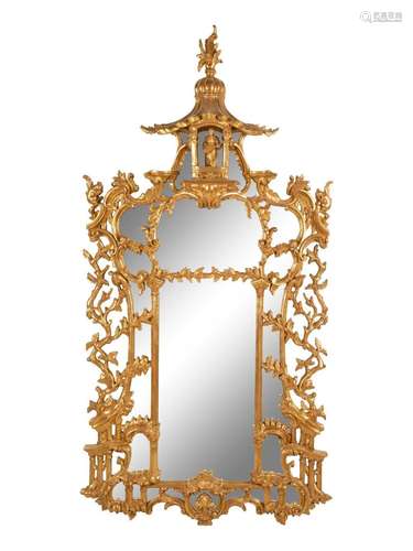 A Chinese Chippendale Style Giltwood Mirror