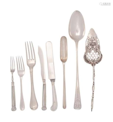 A Collection of British Silver Flatware Articles