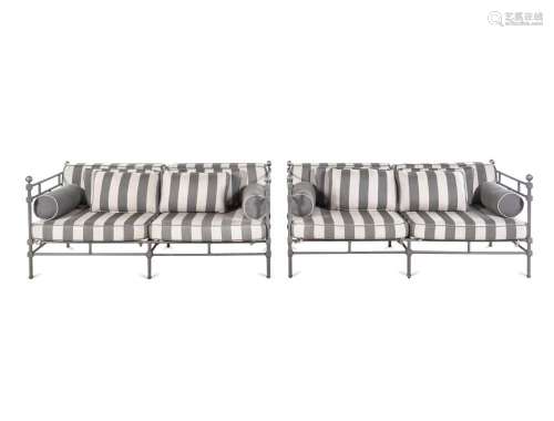A Pair of Painted Metal Patio Sofas