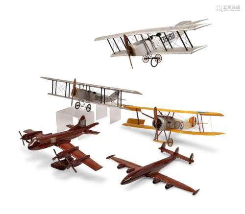 Five Painted Metal Airplane Models