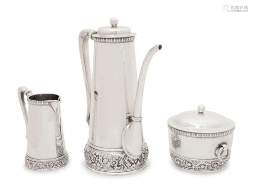 A Tiffany and Co. Silver Three-Piece Coffee Service