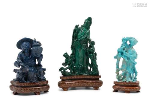 Three Chinese Carved Hardstone Figures