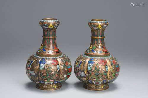 A pair of cloisonne vases