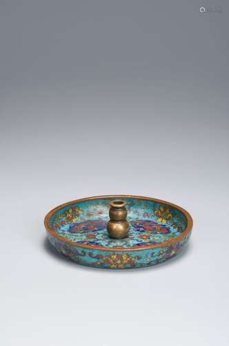 A flower patterned cloisonne incense plate