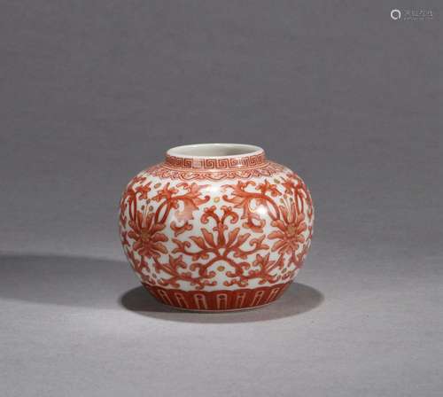 An iron red flower porcelain water pot