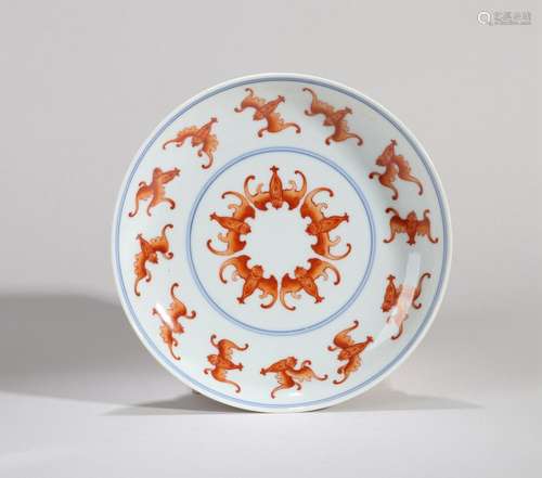 An iron red bat porcelain plate