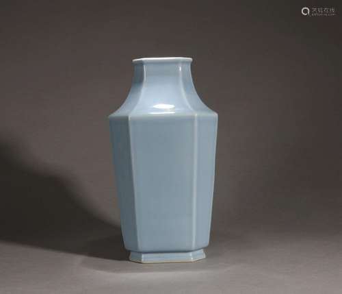 A celeste glazed porcelain vase