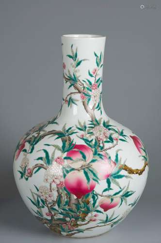 A famille rose peach porcelain vase