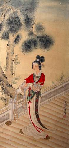 A Chinese figure painting, Ren Shuaiying mark