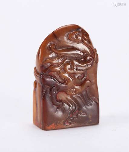 A kui dragon carved Shoushan soapstone seal