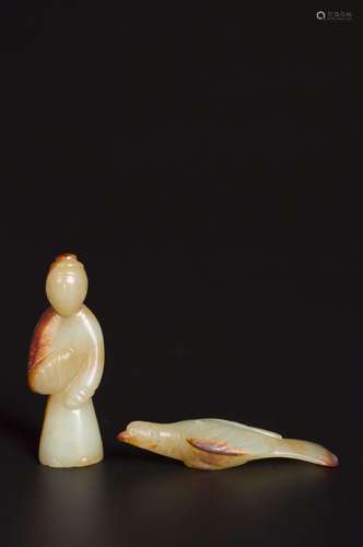 A set of jade figurine and swallow