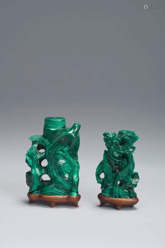 A pair of malachite ornaments