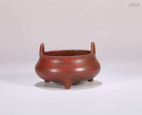 A double-eared copper censer