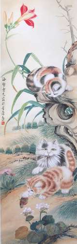 A Chinese cat painting, Cao Kejia mark