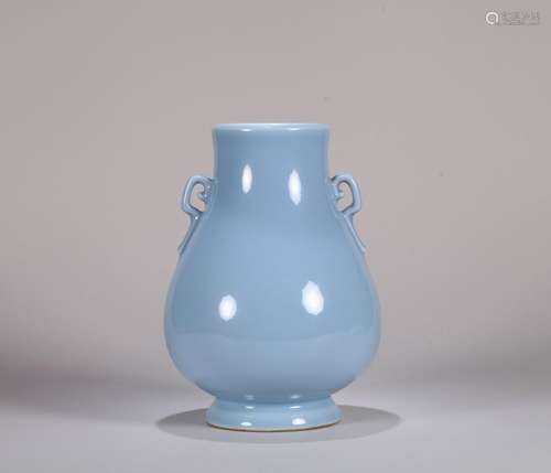 A celeste glazed porcelain zun with ruyi shaped ears