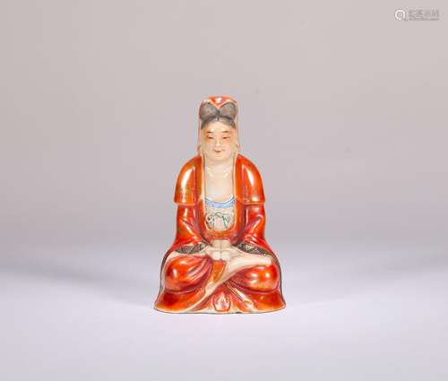 A famille rose porcelain Guanyin statuette