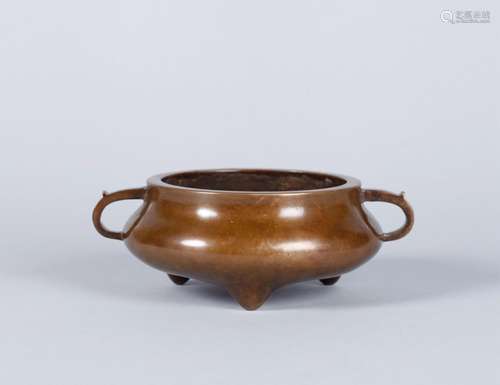 A double-eared copper censer