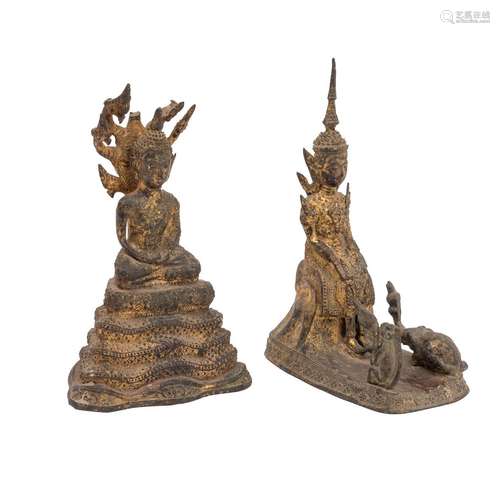 2 Bronzen des Buddha. THAILAND RATANAKOSIN, 19. Jh.: