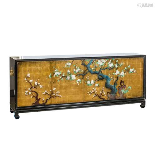 Schwarzlack-Sideboard im japanischen Stil. 1970er/80er Jahre...