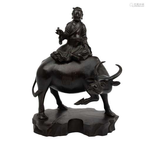 Bronze des Lao-Tse auf dem Ochsen. CHINA, um 1900.