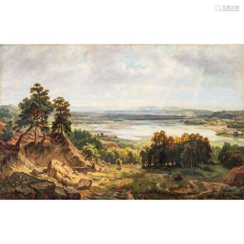 MALER DES 19. JAHRHUNDERTS "Landschaft mit Bergkette am...