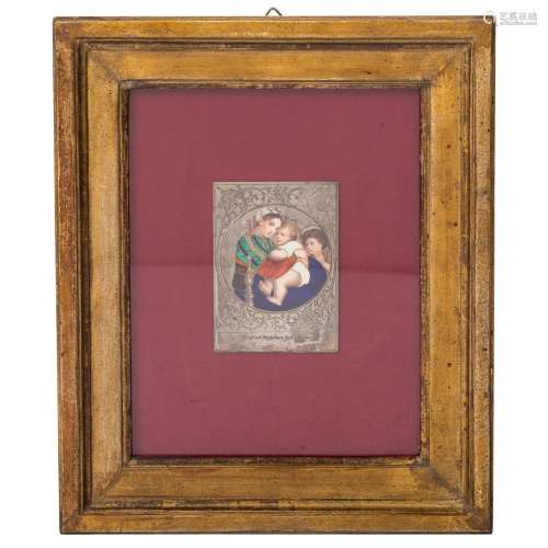 Silberplatte mit Emaille 'Madonna della Sedia' (nach Raphael...