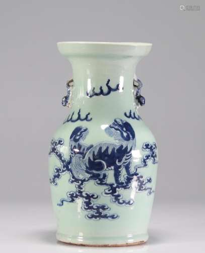 China celadon porcelain vase with dragon decoration