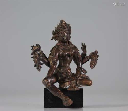 Sino-Tibetan bronze goddess sculpture. XVII/XVIIIth century
