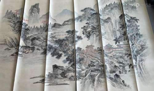 Roller painting. China decorated with landscapes