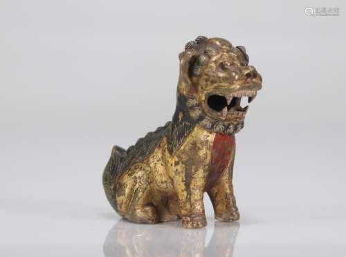 Dog "FO" in Chinese Bronze. Qing period