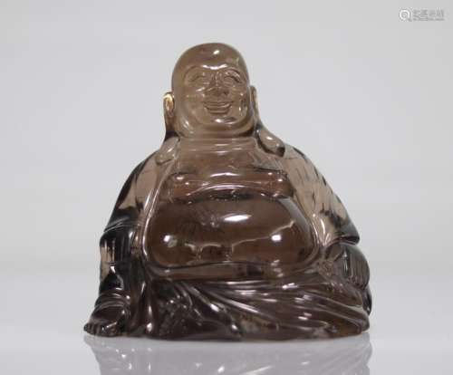 Imposing Buddha in smoked rock crystal