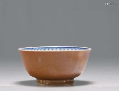 Batavia bowl with interior decorations of blue white fish br...