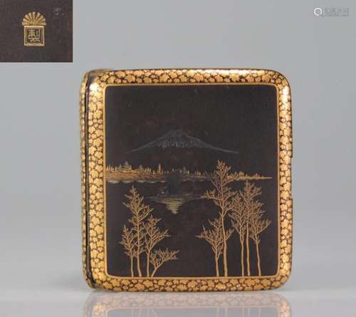 Japan map box with mountain scenery