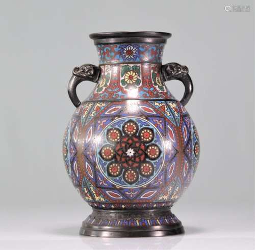 Japan Cloisonne bronze vase 19th