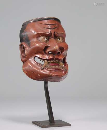 Japanese painted wooden mask 19th century