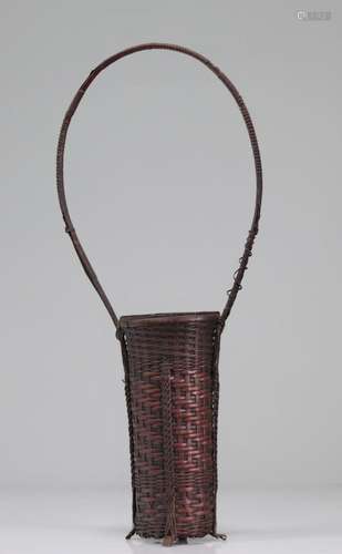 Japanese wood and metal ikebana basket 19th century