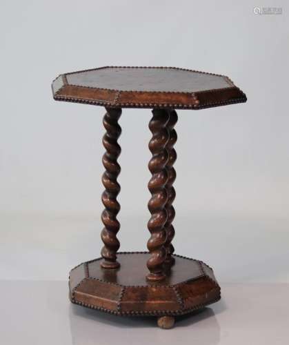 Octagonal Studded Leather Side Table
