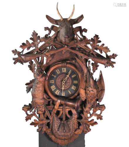 Imposing Black Forest Cuckoo clock hunting decor ringing of ...