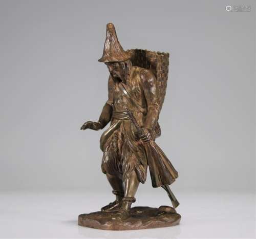 Rare holder and cigar lighter, bronze oil lamp "the hun...