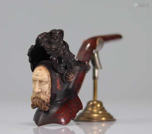 Rare system pipe with a knight s head. 19th century lion hea...