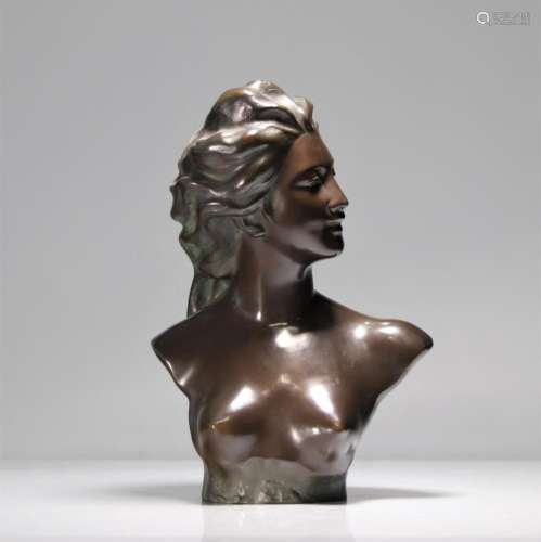 Jef LAMBEAUX (1852-1908) Bronze woman bust