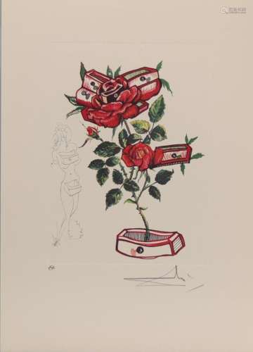 Salvador Dali. 1972. “Rose, woman with drawers”. Color etchi...