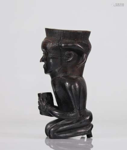 Kuba DRC palm wine cup with dark patina