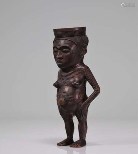 Kuba DRC Congo palm wine cup carved with a character