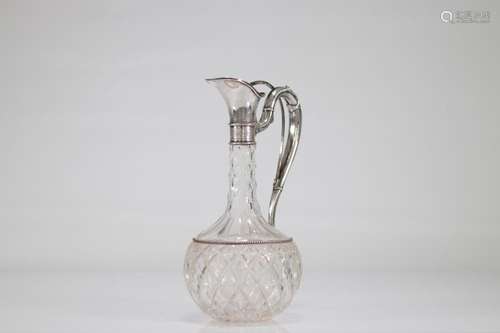 Carafe in cut crystal and silver. XIX th centuries