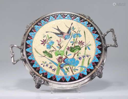 19th century Bordeaux enamel tray