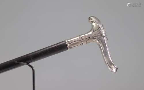 Art Nouveau silver pommel cane