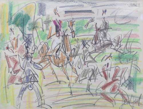 GEN PAUL (1895-1975) crayolor "The Horsemen"