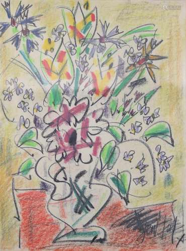 GEN PAUL (1895-1975) crayon "Bouquet of flowers"