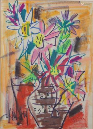 GEN PAUL (1895-1975) crayon "Vase with bouquet"